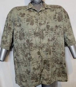 MENS METHOD OLIVE FLORAL SHORT SLEEVE BUTTON SHIRT SIZE XXL - Picture 1 of 4