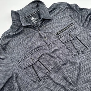 Rock & Republic Short Sleeve Polo Shirt Mens XL Gray Double Pocket Preppy - Picture 1 of 8