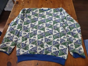 SEATTLE SEAHAWKS Nutmeg Mills Sweatshirt Reversible Vintage - Picture 1 of 13