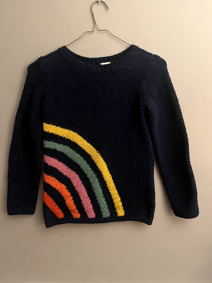 Hanna Andersson - Navy Terry Sweatshirt w Rainbow - Size 8 - Image 1 of 4