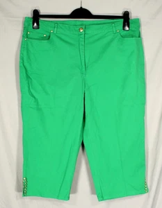 RUBIN RD. Grüne STRETCH TWILL hohe Leibhöhe NIETEN SCHLITZ KNÖCHEL Capri/Cropped HOSE 16 - Bild 1 von 5