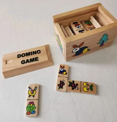 Miniature Domino Game Hand Crafted In Elsalvador Handpainted Animals - Image 1 of 4