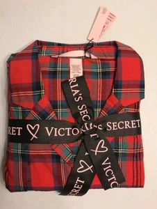NWT Victoria's Secret Mayfair Red Green Plaid Lightweight PJ Pajama Set Flannel - Picture 1 of 8