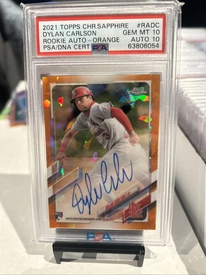 2021 Topps Chrome  Sapphire - Rookie Autographs Dylan Carlson  /25 Psa 10/10 - Image 1 of 2