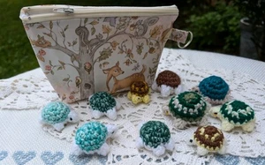 Turtle Toy Set 10 Mini Crochet Amigurumi Stuffed Toy Turtles Case With CuteDeer - Picture 1 of 24