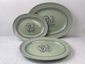 Spode Moondrop Flemish Green 3 x Platters Superb Condition Look Unused Condition - Imagen 1 de 7