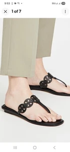 Tory Burch Tiny Miller Thong Sandals Perfect Black Women's SZ 7 M - Picture 1 of 8