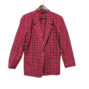 Blazer vintage a cuadros Lizsport para mujer talla 10 bolsillos nuevo sin etiquetas algodón Navidad  - Imagen 1 de 8