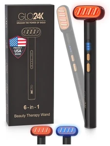 Varita de terapia de belleza GLO24K 6 EN 1 para rostro ojos y cuello. Basado en Dual L... - Imagen 1 de 7