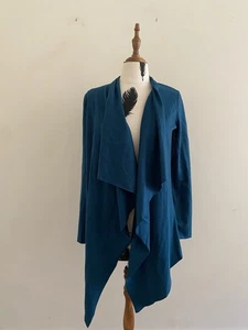Saba Merino Wool Teal Long Sleeve Drape Cardigan Size S - Picture 1 of 10