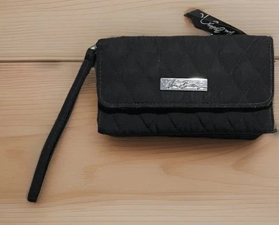 Vera Bradley Classic Black Microfiber ID Credit Card Wristlet Cell Phone Wallet - Image 1 of 4