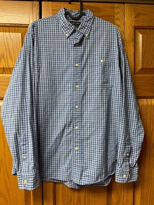 Land's End Men's Plaid Button Down Shirt Medium 15-15.5 Blue Yellow Check Cotton - Image 1 of 4