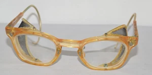 Vintage American Optical AO Wire Safety Glasses w/ Side Shields Yellowed - Picture 1 of 10