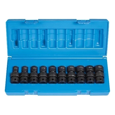Grey Pneumatic 1610UM 3/8" Drive 10-Piece Metric Universal Impact Socket Set - Image 1 of 4