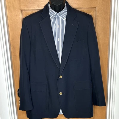 Blazer Brooks Brothers Vintage Clásico Azul Marino 40L Botones Dorados Hecho en EE. UU. 3 Rollos 2 Foto 1 de 4