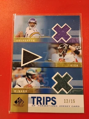 2003 SP Game Used Edition Gold Trips /15 Michael Vick daunte Culpeper Donovan Mc - Image 1 of 2