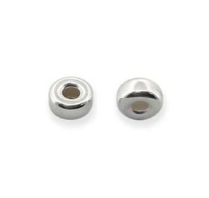 925 Sterling Silver 4mm FLAT PLAIN BEADS - wholesale findings X 43 - Picture 1 of 1