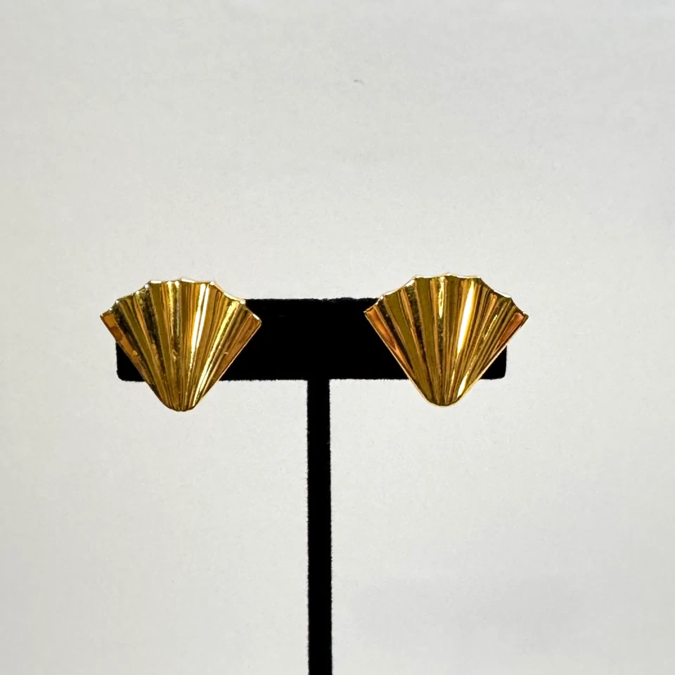 Pendientes Clip Monet Vintage Diseño Abanico Tono Dorado Foto 1 de 4