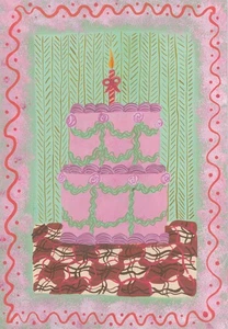 Jemma Jamie - Contemporary Gouache, The Birthday Cake - Picture 1 of 2