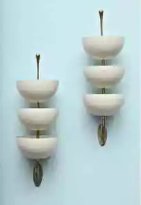 Coppia di rare applique da parete stile Stilnovo italiano metà secolo luci lampade decoro - Foto 1 di 6