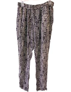 ISABEL MARANT Black Feather Print Silk Chiffon Lined Slim Ankle Pants, Size 10 - Picture 1 of 10