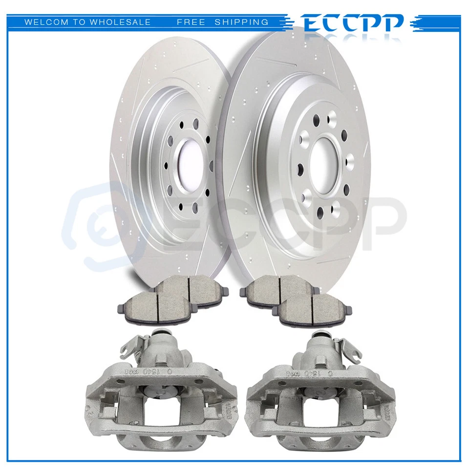 Rear Brake Calipers Brake Rotors Brake Pads Set 8Pcs For 2011-2015 Ford Explorer - Image 1 of 4