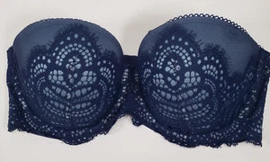 Victoria's Secret Dream Angels Bra 36D Blue Floral Lace Adjustable - Imagen 1 de 7