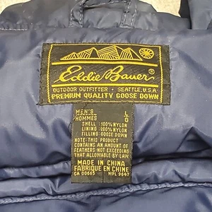 Eddie Bauer Outdoor Outfitter Goose Down Puffer Vest Jacket Mens Navy Blue - Picture 1 of 8