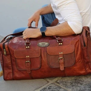 Heavy duty Well Made Leather Large Vintage Duffel Travel Weekend Overnight Bag - Picture 1 of 4