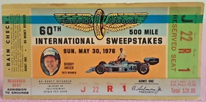 1976 Indianapolis 60th International 500 Mile Sweepstakes USED Race Ticket Stub - Picture 1 of 4