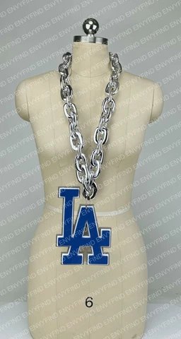 New MLB LOS ANGELES DODGERS SILVER Jumbo Big Fan Chain Necklace Foam MI USA Cover