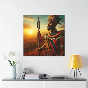 Leinwand Wandbild - Afrikanischer Mann Wandbild #1, Afrikanische Malerei, Afrikanische Wanddeko - Bild 1 von 17