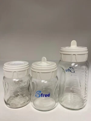 Born Free/Bfree Set of 3 Glass Baby bottles one 9 0z & two 5 oz- Preowned - Image 1 of 4