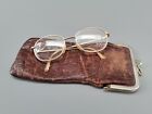 NRD brązowa skórzana torba na okulary ze starymi okularami etui metalowe zapięcie 18x7,5 cm