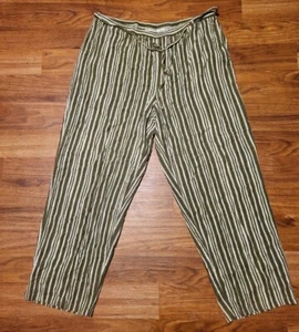 White Stag Green Stripe Linen Blend Wide Legged Cropped Pants capris Sze XL - Picture 1 of 4