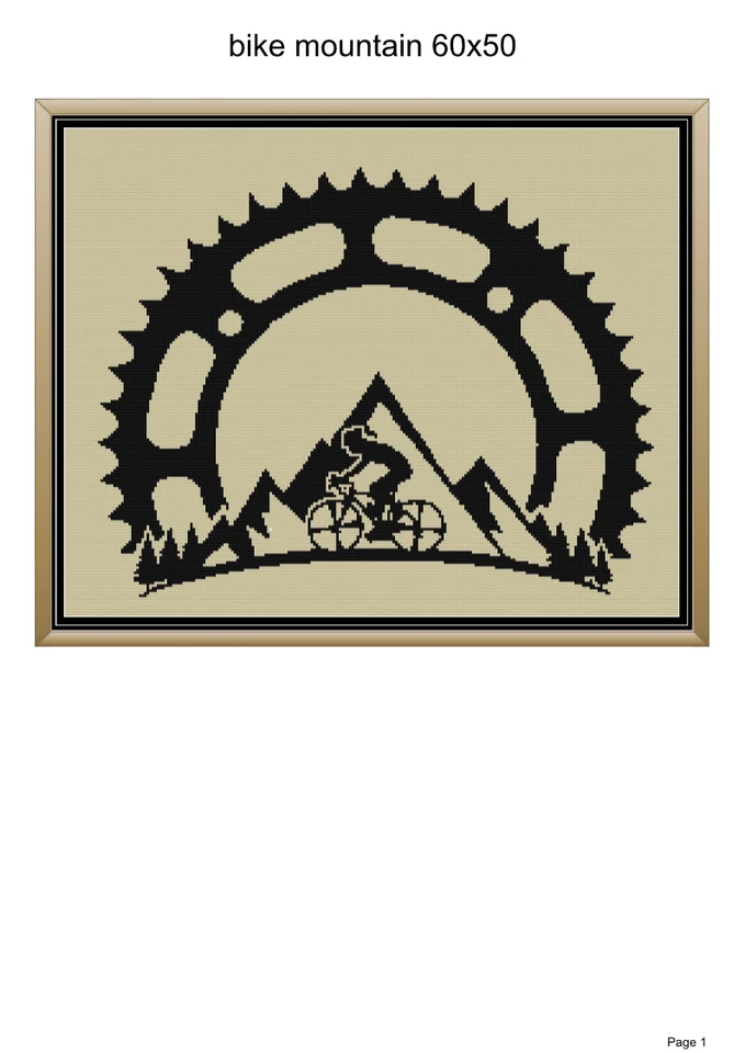 Bike mountain blanket pattern, 60x50", written and graph pattern included - Image 1 of 1