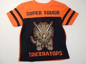 Toddler Boys Sports T-Shirt Super Tough Triceratops Tops Navy Blue Orange 2T - Bild 1 von 4