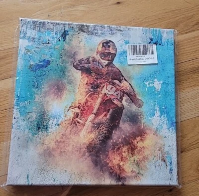 Motorcycle and Racer Poster Wall Art Prints,Watercolor Motorcycle Racin 12×12 - Image 1 of 4