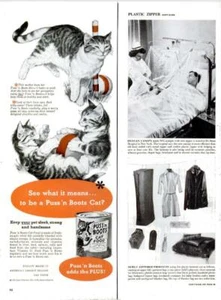 1952 Puss 'n Boots Katzenfutter DRUCKANZEIGE Katzen spielen - Bild 1 von 1