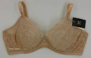 NUEVO CON ETIQUETAS WACOAL 851273 "Take the Plunge" Sujetador de encaje con aros copa suave beige (263) 38DD - Imagen 1 de 7