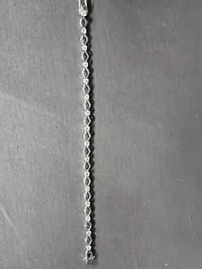 Vintage 925 Sterling Silver 16 Natural Diamond Tennis Bracelet 7.5 Length - Picture 1 of 13
