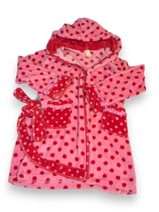 Matilda Jane All Clean Bath Robe Pink Red Polka Dot Fleece Girls Size L 8-10 - Picture 1 of 8