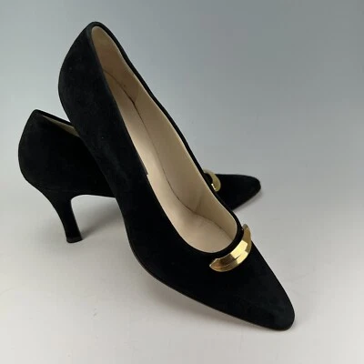 Zapatos de salón Bally of Switzerland Jeneffe de gamuza negros de colección para mujer 9,5 M media luna dorada Foto 1 de 4