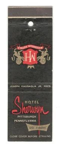 HOTEL SHERWYN PITTSBURGH PENNSYLVANIA Vintage Matchbook Cover MO56 - Picture 1 of 2