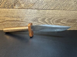 VTG Custom Handmade Scrap Metal Hunting knife 5" Clip Point Blade Brass Handle - Picture 1 of 24