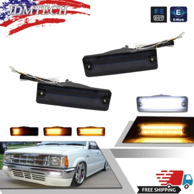 2x Smoked Bumper Switchback LED DRL Signal Lights For Mazda 323 626 Pickup Truck - Image 1 of 4