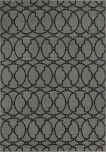 Momeni Baja Moroccan Tile Polypropylene Charcoal Indoor Outdoor Rug 6'7" X 9'6" - Picture 1 of 5