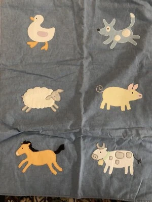 Nueva manta Baby Gap Chambray animales de granja 2005 34" x 30" 3 capas gruesas nueva con etiquetas Foto 1 de 4