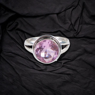 Pink Morganite Gemstone Handmade 925 Sterling Silver Jewelry Ring Gift For - Image 1 of 3