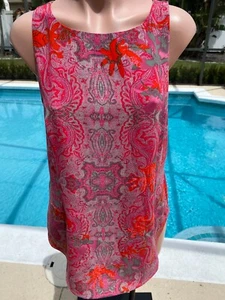 CAbi Style #127 Jubilee Pink Red Sleeveless Blouse Paisley Women’s Size S Small - Picture 1 of 4